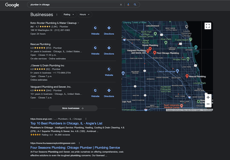 search engine results page